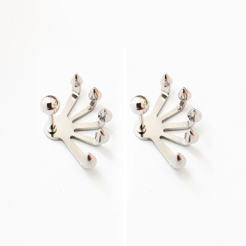 8pcs Stainless Steel Claw Stud Earrings for Men